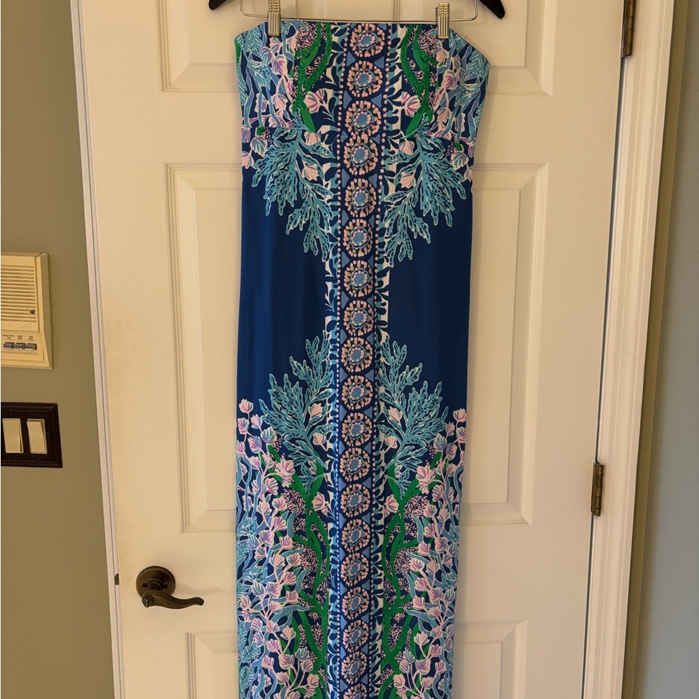 Lilly Pulitzer Blue and Green Maxi Dress